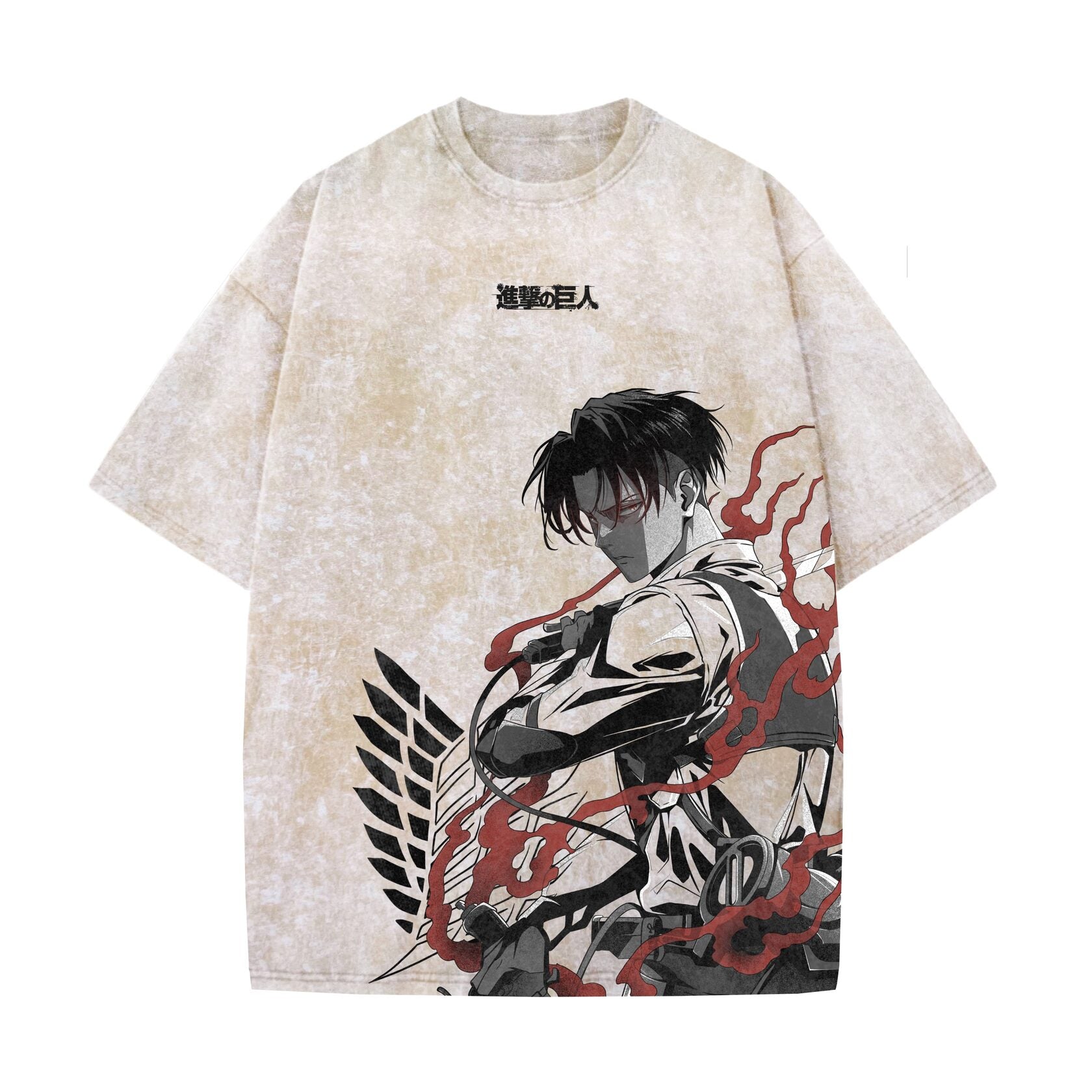 Acid Wash Levi Oversized T-Shirt | Attack on Titan