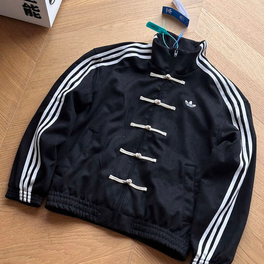 Premium Black CNY Jacket – Chinese Knot Tang Streetwear Unisex Jacket