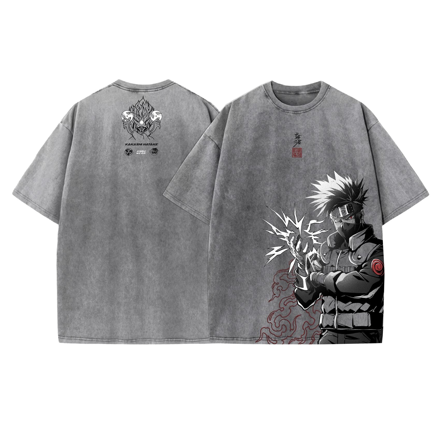 Acid Wash Kakashi Oversized T-Shirt | Naruto