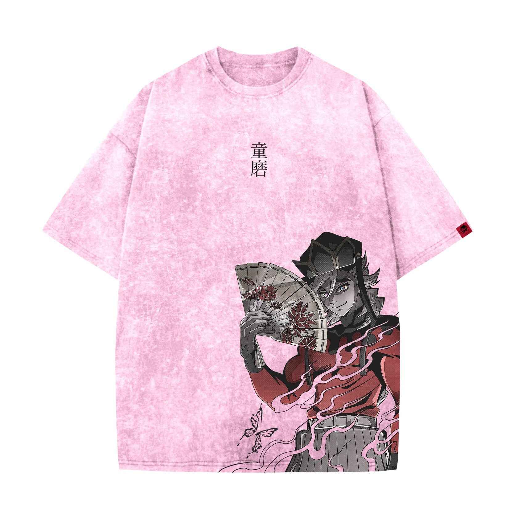 Acid Wash Doma Oversized T-Shirt | Demon Slayer - Gleame