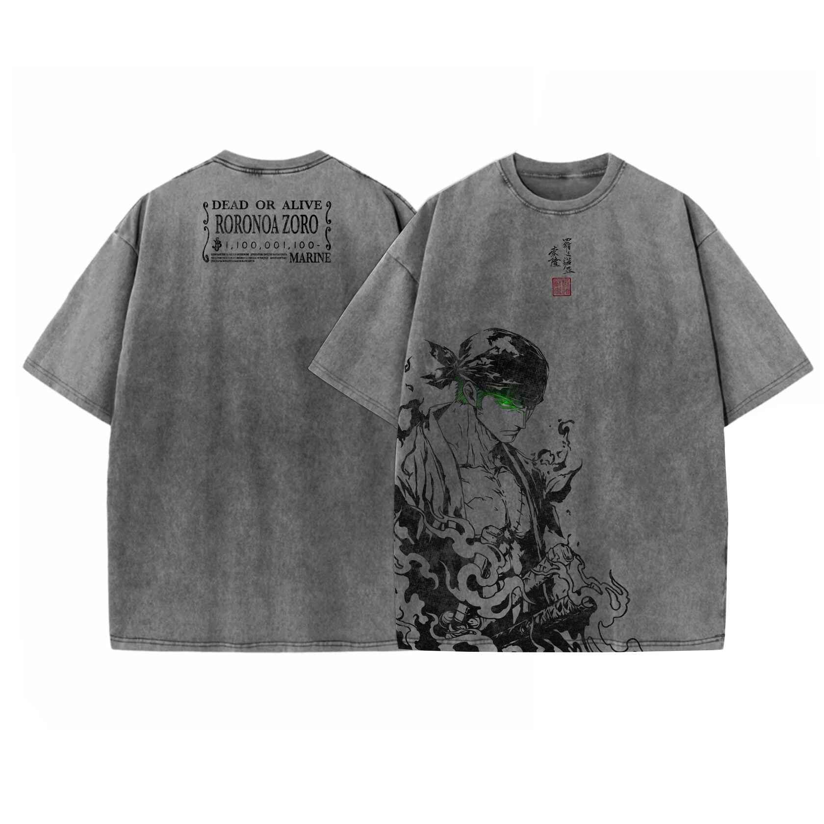 Acid Wash Zoro Oversized T-Shirt | One Piece