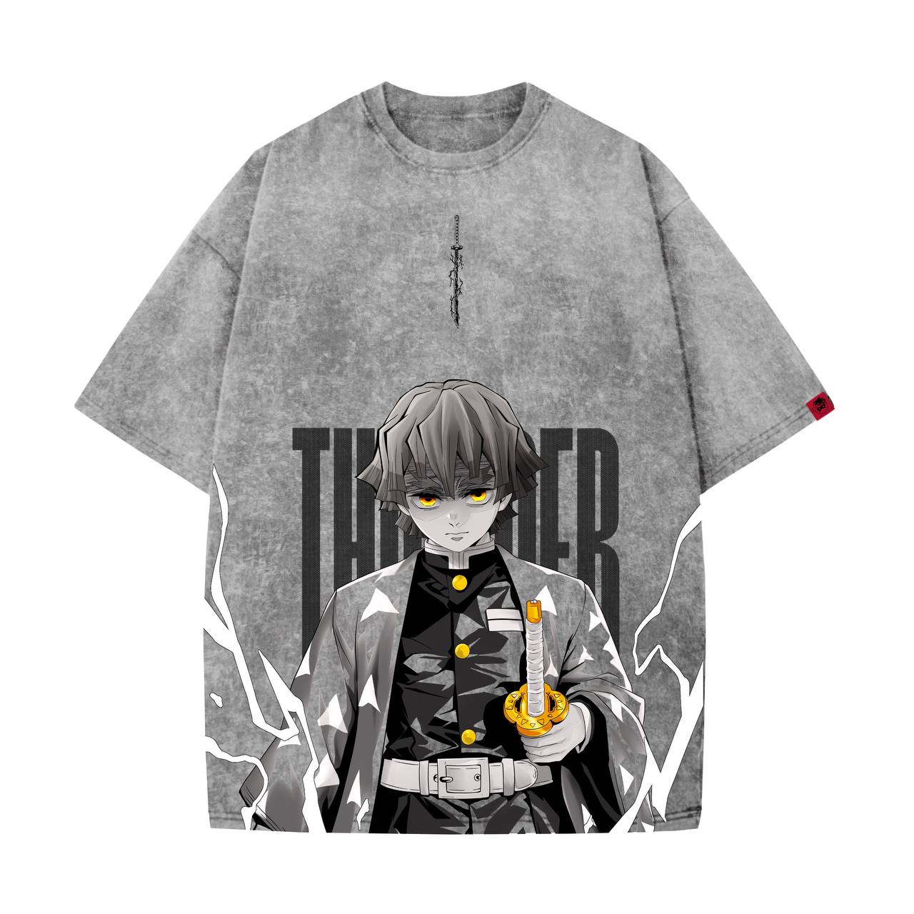 Acid Wash Zenitsu Oversized T-Shirt | Demon Slayer