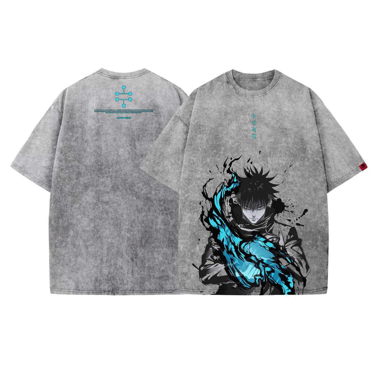 Acid Wash Megumi Oversized T-Shirt | Jujutsu Kaisen