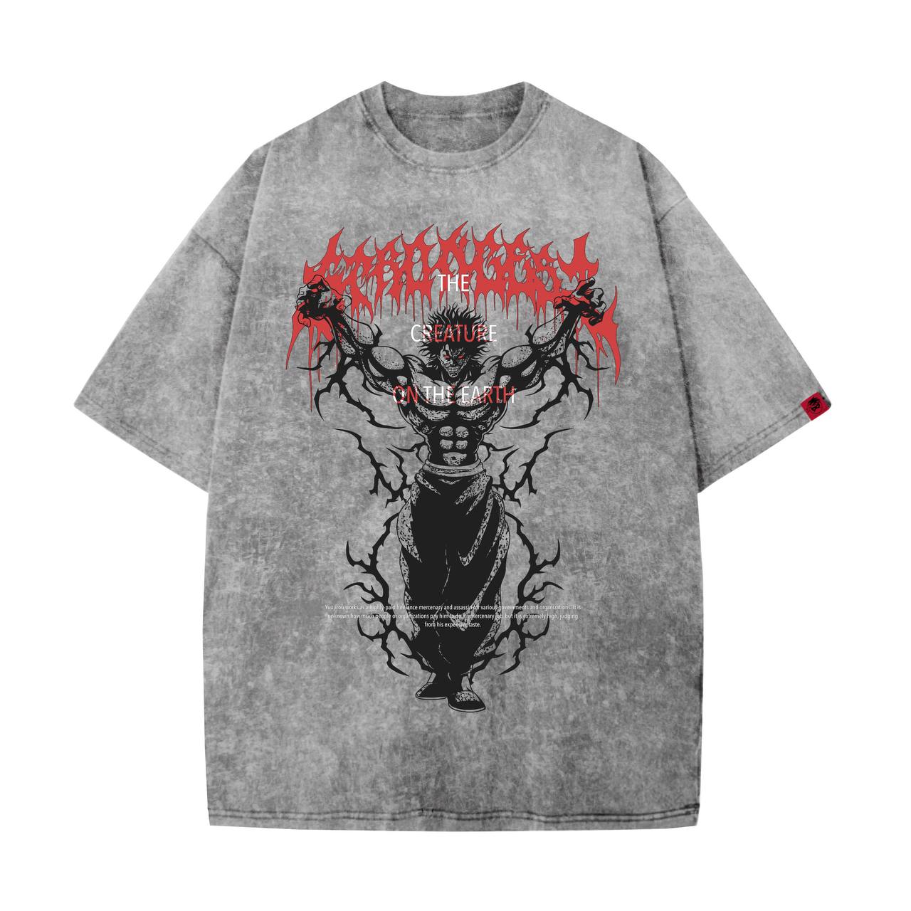 Acid Wash Yujiro Oversized T-Shirt | Baki