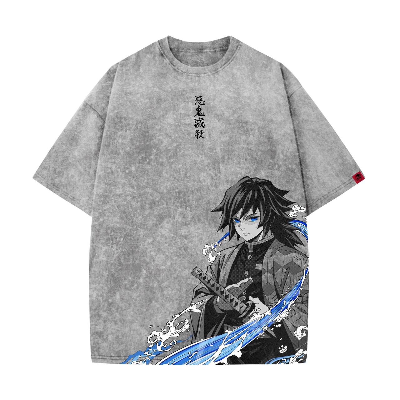 Acid Wash Giyu Oversized T-Shirt | Demon Slayer