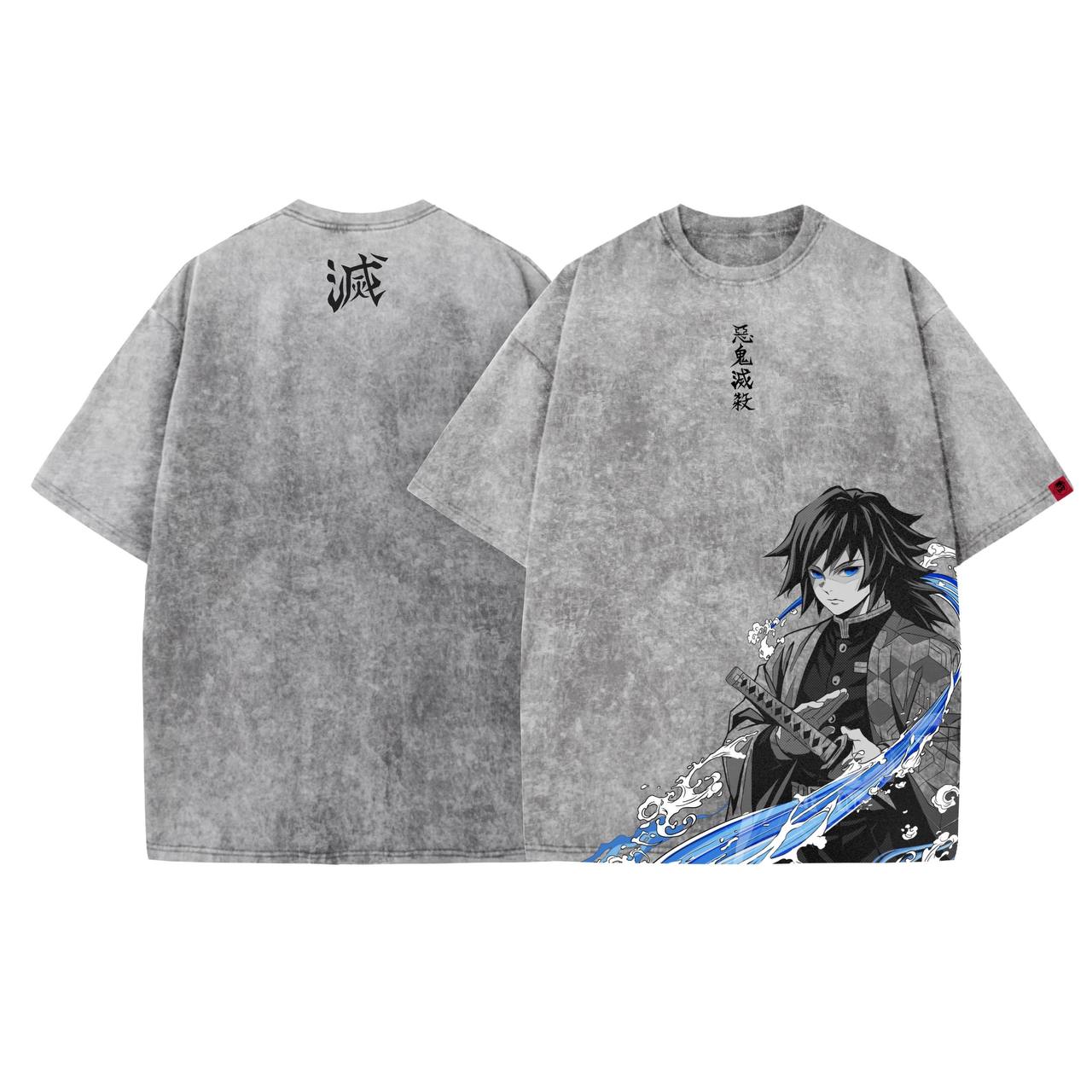 Acid Wash Giyu Oversized T-Shirt | Demon Slayer