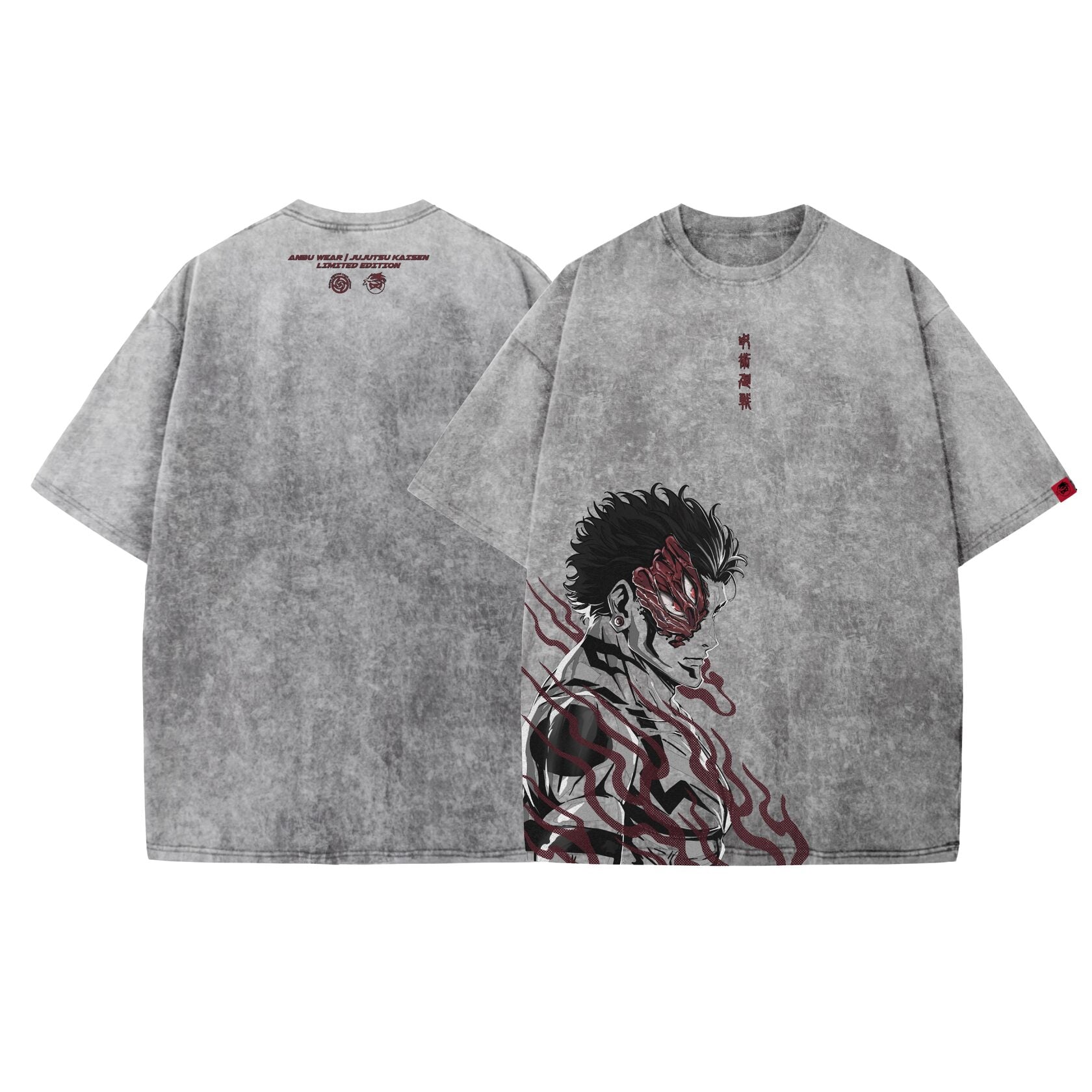 Acid Wash Sukuna Oversized T-Shirt | Jujutsu Kaisen