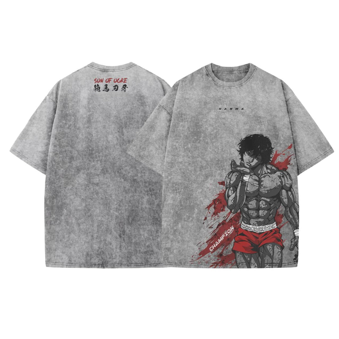 Acid Wash Baki Oversized T-Shirt | Baki
