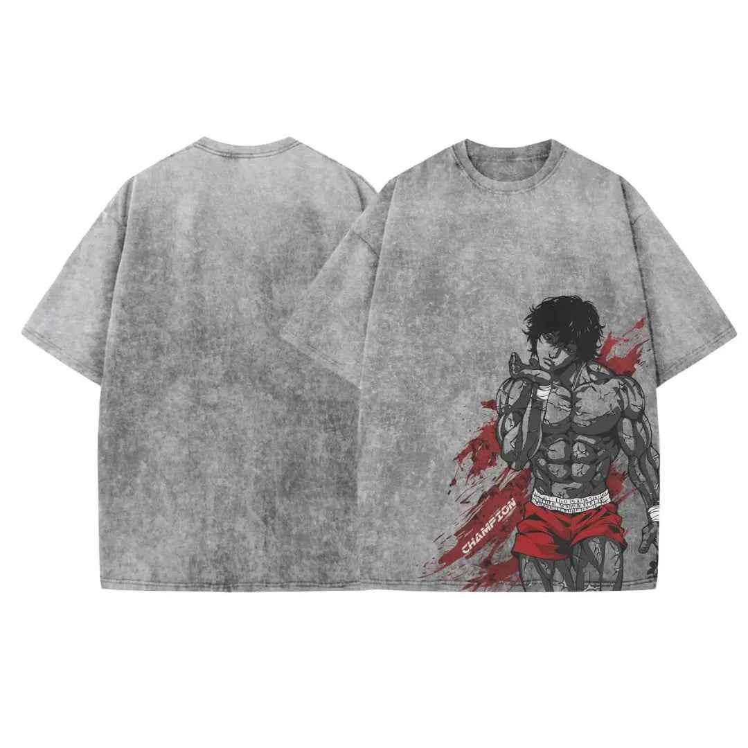 Acid Wash Baki Oversized T-Shirt | Baki
