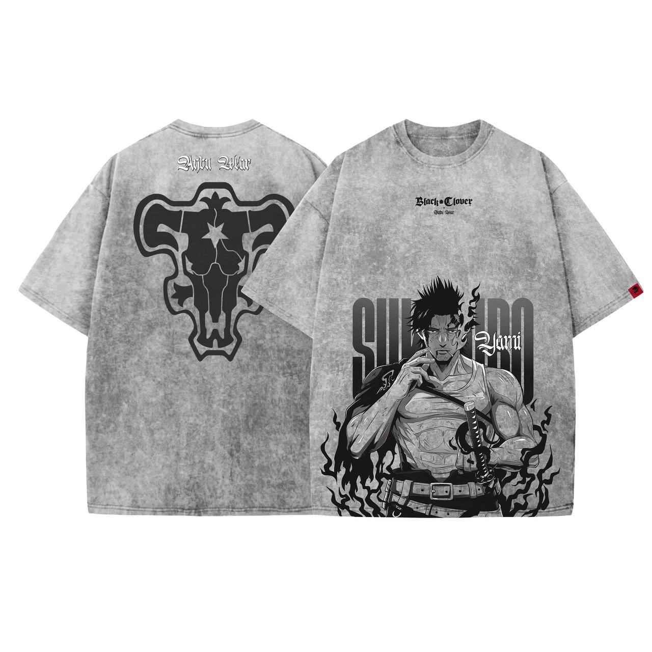 Acid Wash Yami Oversized T-Shirt | Black Clover - Gleame