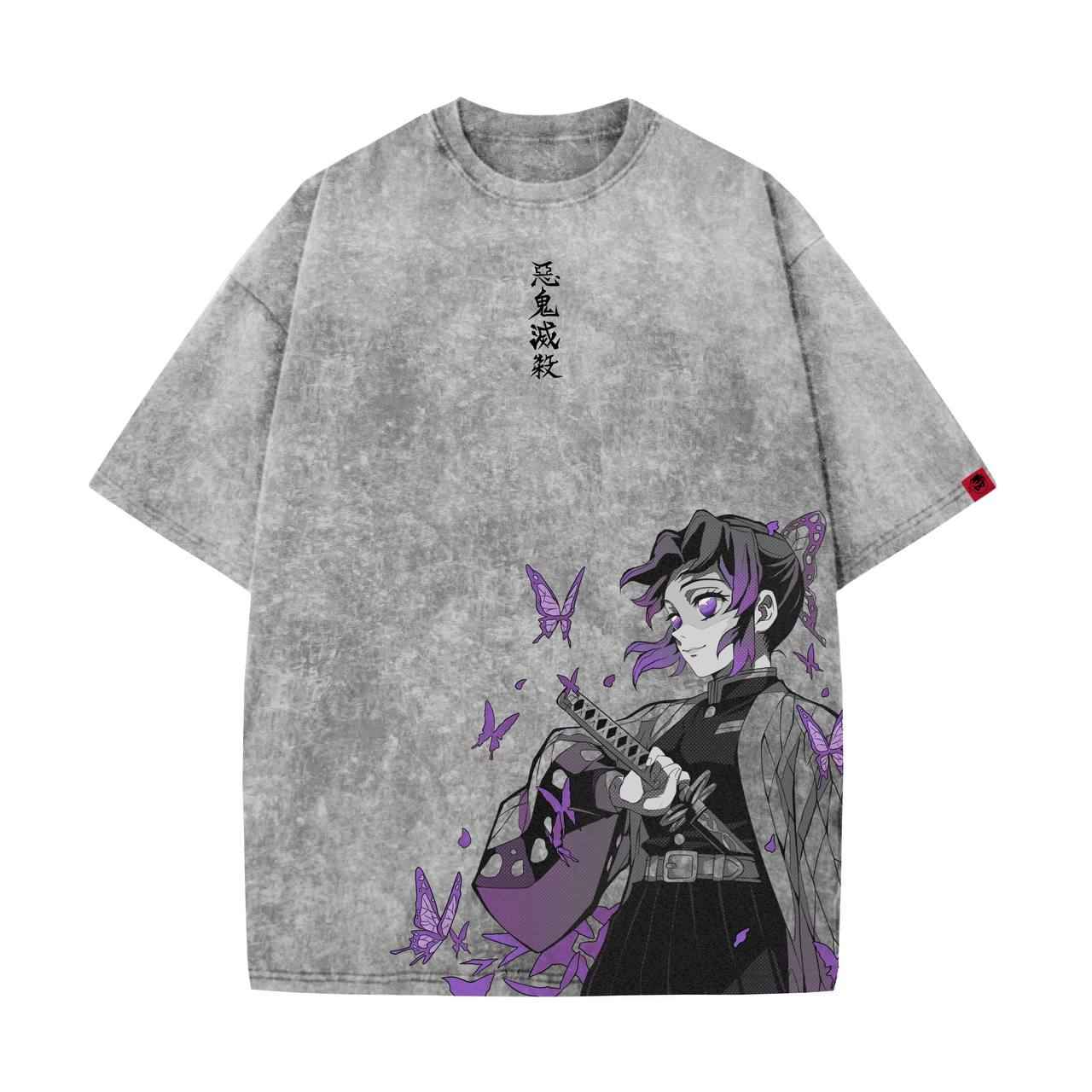 Acid Wash Kocho Oversized T-Shirt | Demon Slayer
