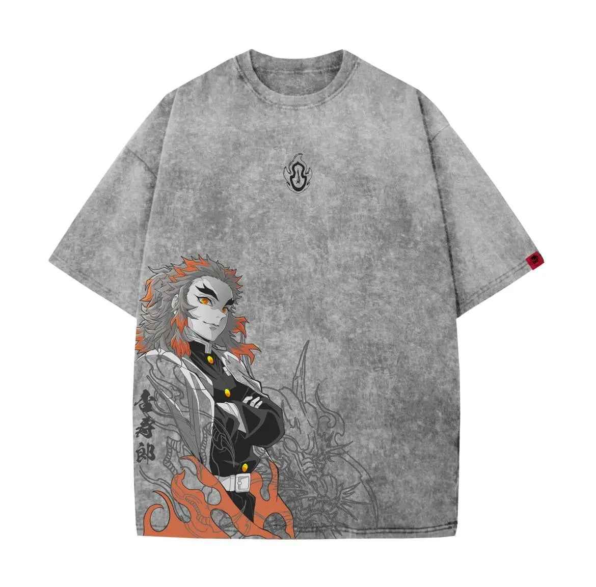 Acid Wash Rengoku Oversized T-Shirt | Demon Slayer