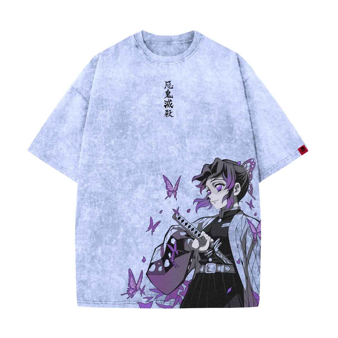 Acid Wash Kocho Oversized T-Shirt | Demon Slayer - Gleame