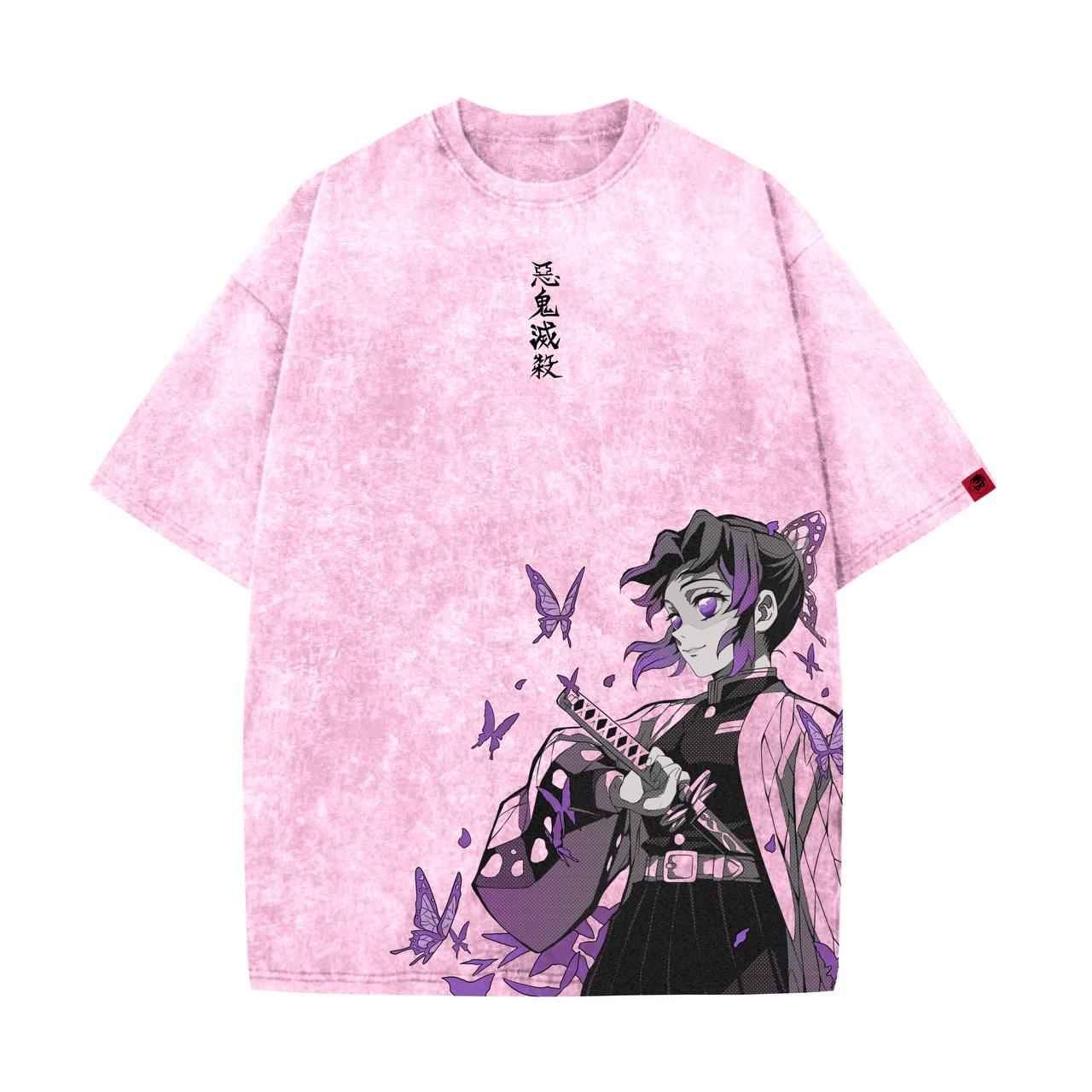 Acid Wash Kocho Oversized T-Shirt | Demon Slayer - Gleame