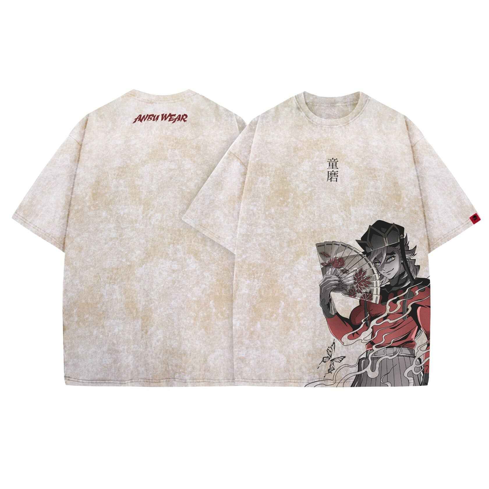 Acid Wash Doma Oversized T-Shirt | Demon Slayer - Gleame