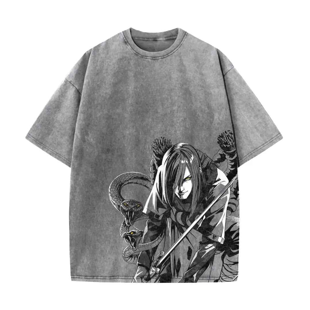 Acid Wash Sasuke Uchiha Oversized T-Shirt | Naruto