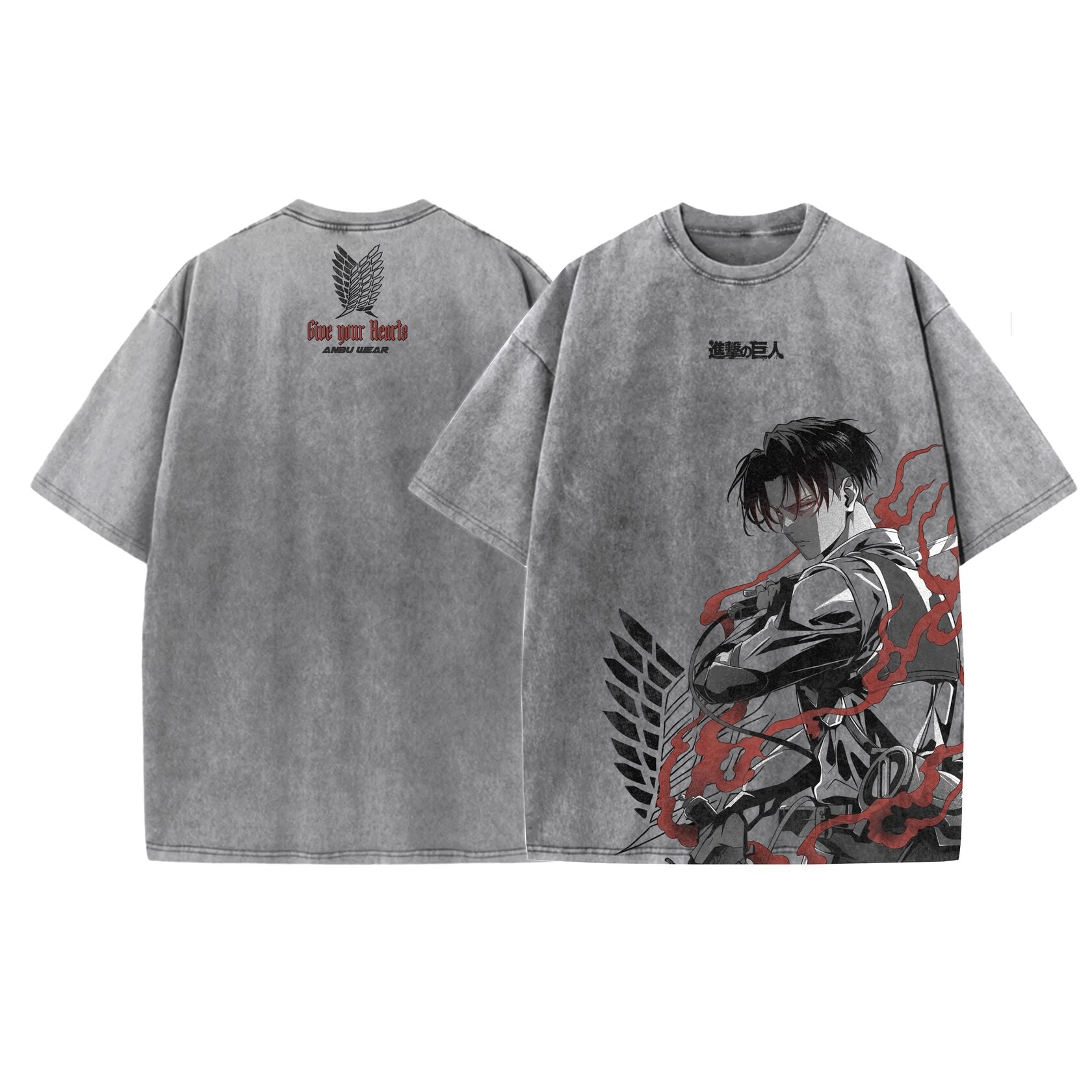 Acid Wash Levi Oversized T-Shirt | Attack on Titan