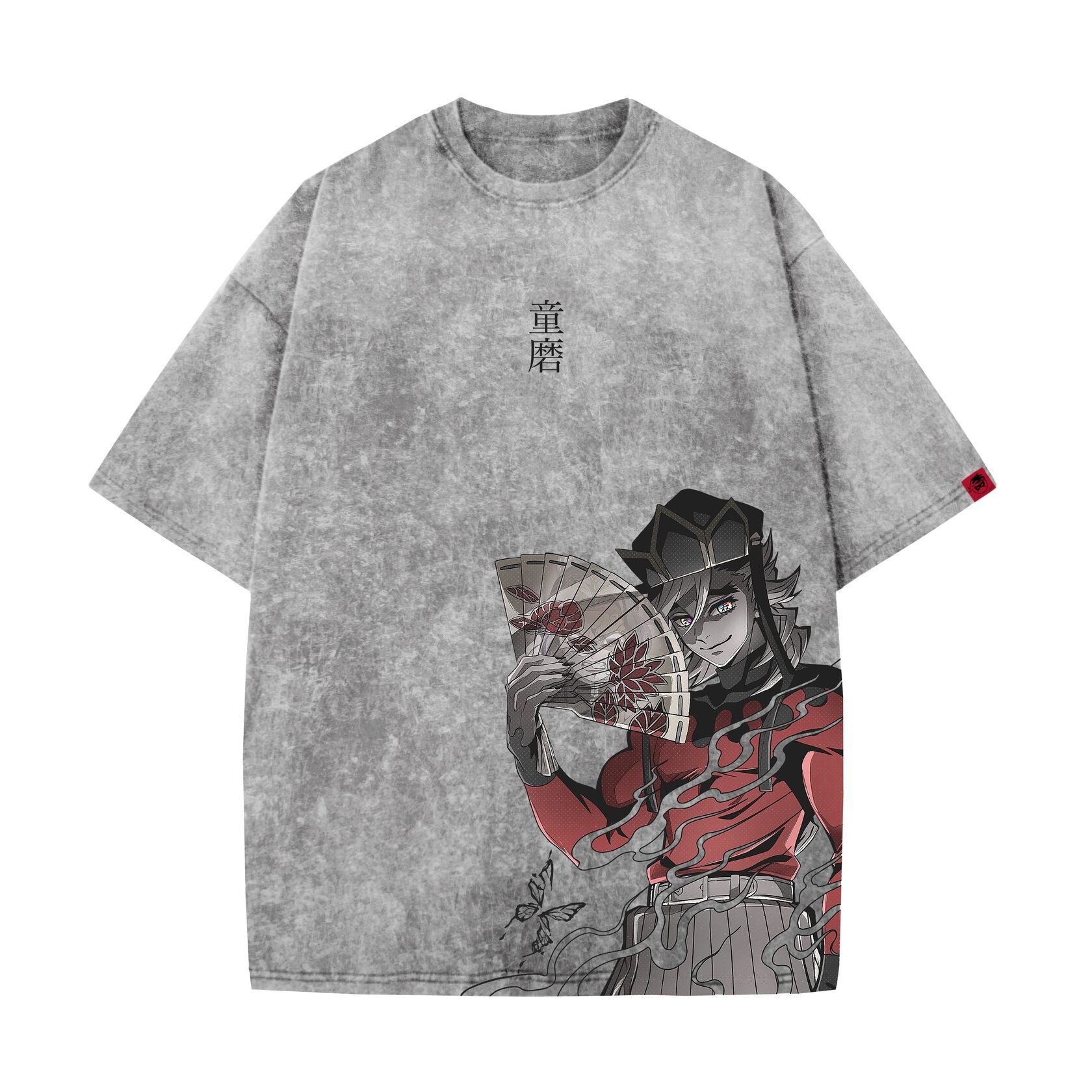 Acid Wash Doma Oversized T-Shirt | Demon Slayer