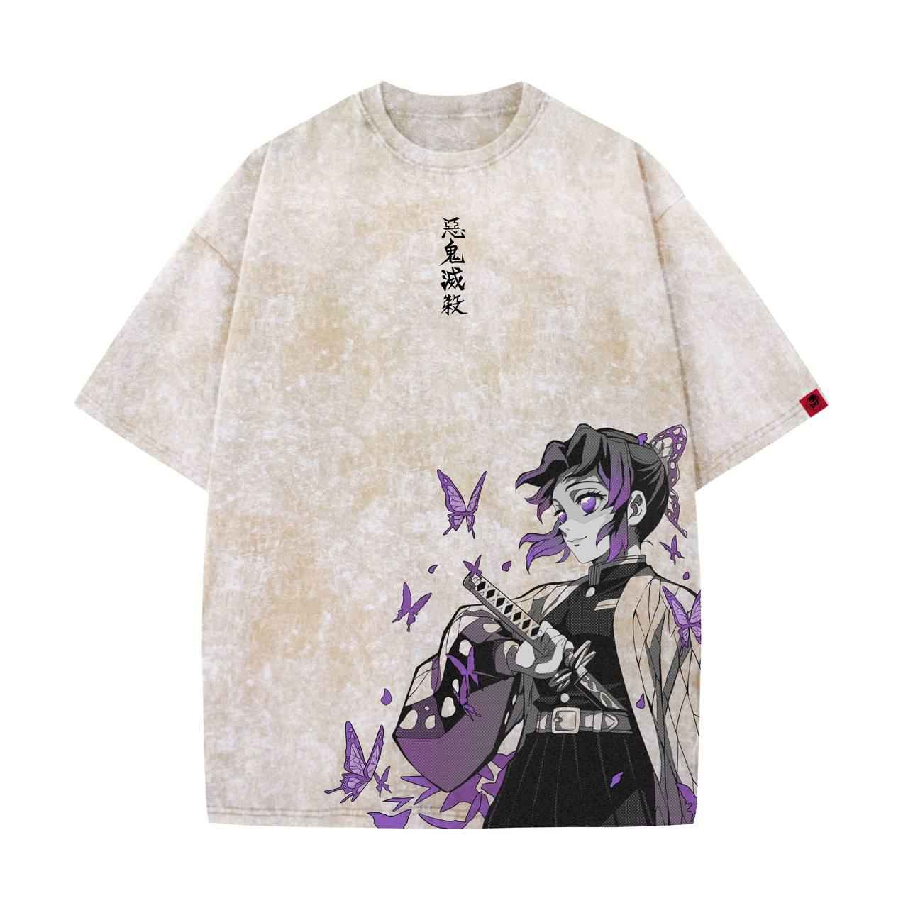 Acid Wash Kocho Oversized T-Shirt | Demon Slayer