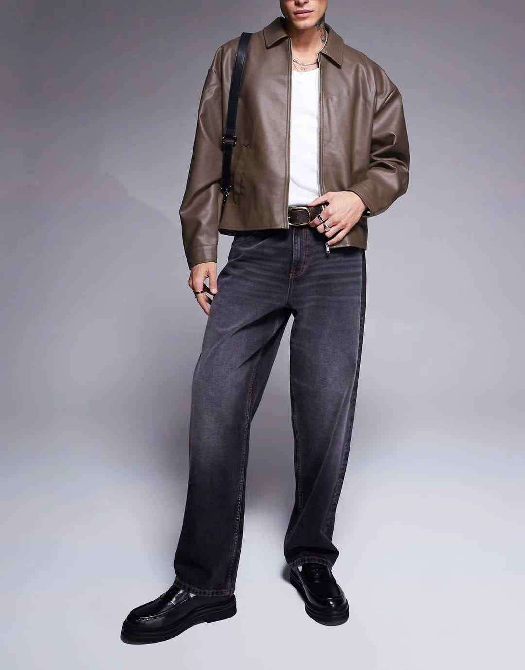 Faux Leather Jacket – Brown