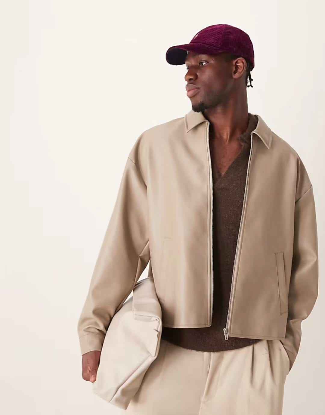 Faux Leather Jacket – Beige