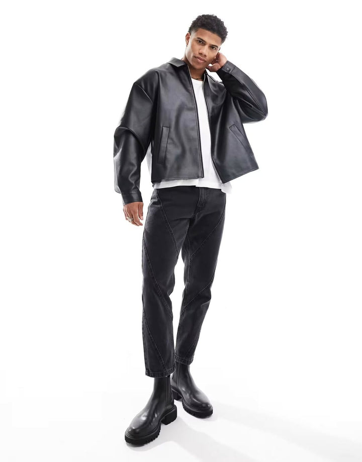 Faux Leather Jacket – Black - Gleame