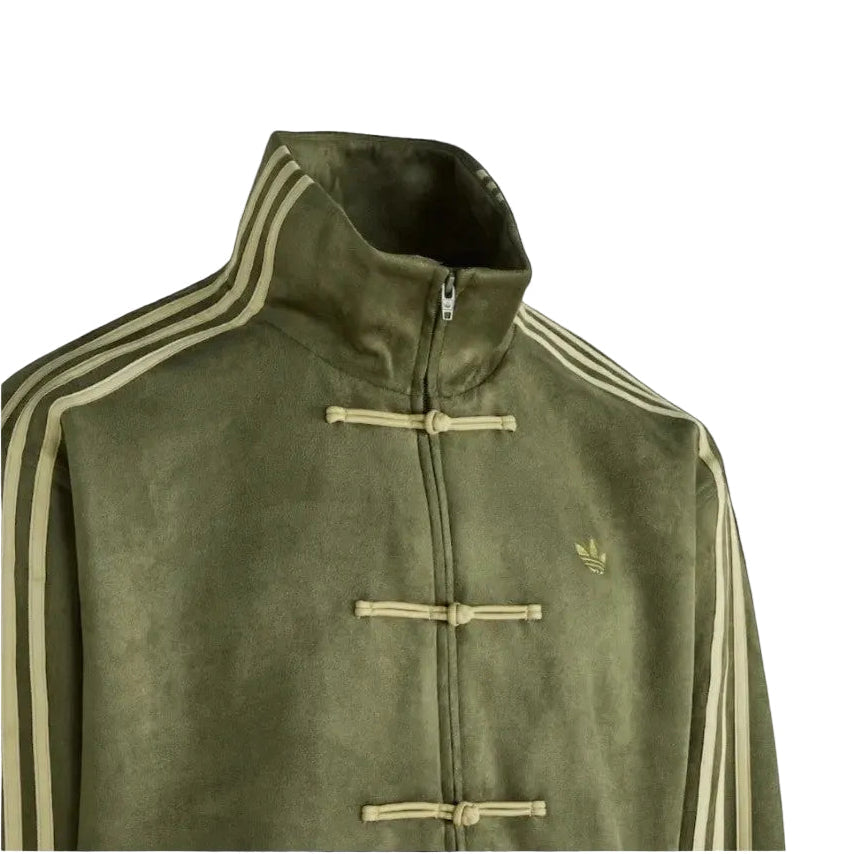 Premium Olive Green CNY Jacket – Chinese Knot Tang Streetwear Unisex Jacket