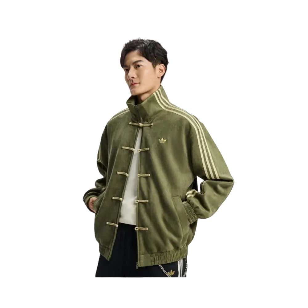Premium Olive Green CNY Jacket – Chinese Knot Tang Streetwear Unisex Jacket