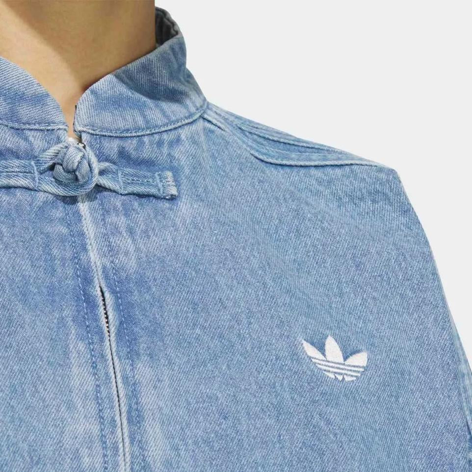 Premium Light Blue Denim CNY Jacket – Chinese Knot Oversized Streetwear Unisex Jacket