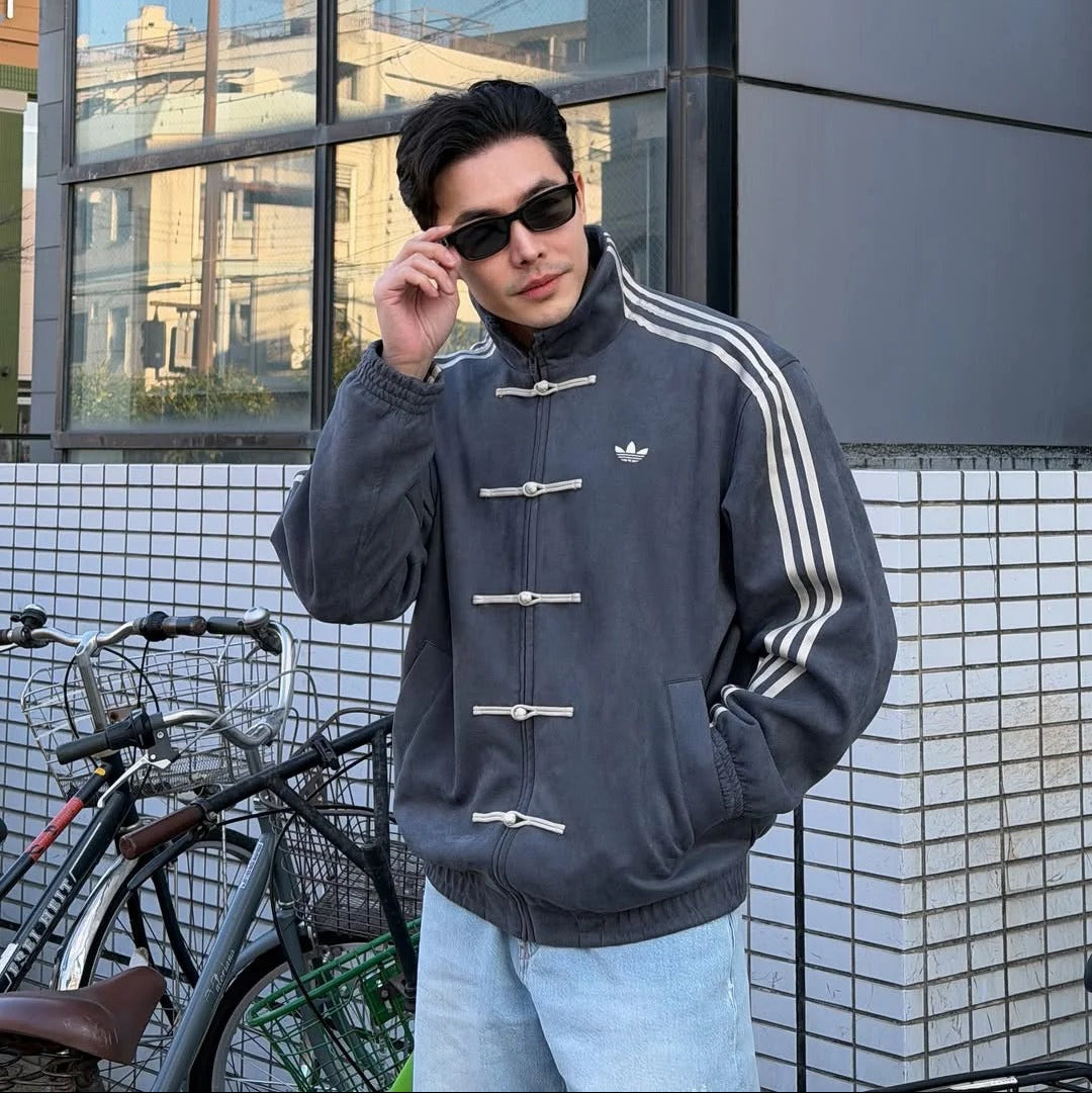 Premium Grey CNY Jacket – Chinese Knot Tang Streetwear Unisex Jacket