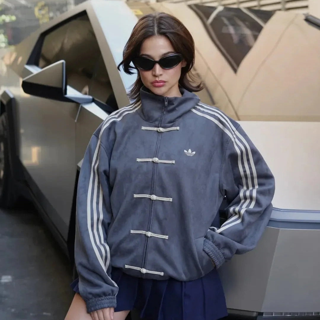 Premium Grey CNY Jacket – Chinese Knot Tang Streetwear Unisex Jacket